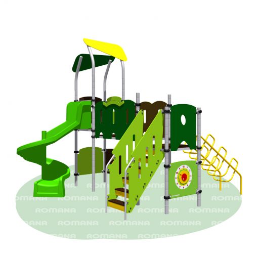 plac zabaw dla dzieci ze spiralną zjeżdżalnią edukacyjny