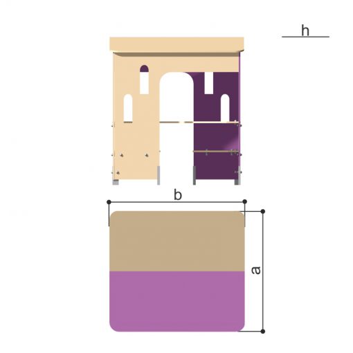 tematyczny plac zabaw domek fioletowy wymiary